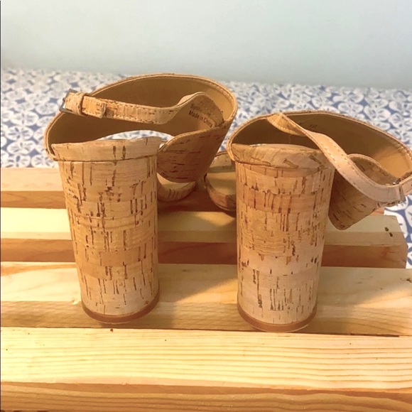 Women’s Lemon Drop by Privileged Faux Cork Slingback Square Toe Wedges Heels - Picture 3 of 7